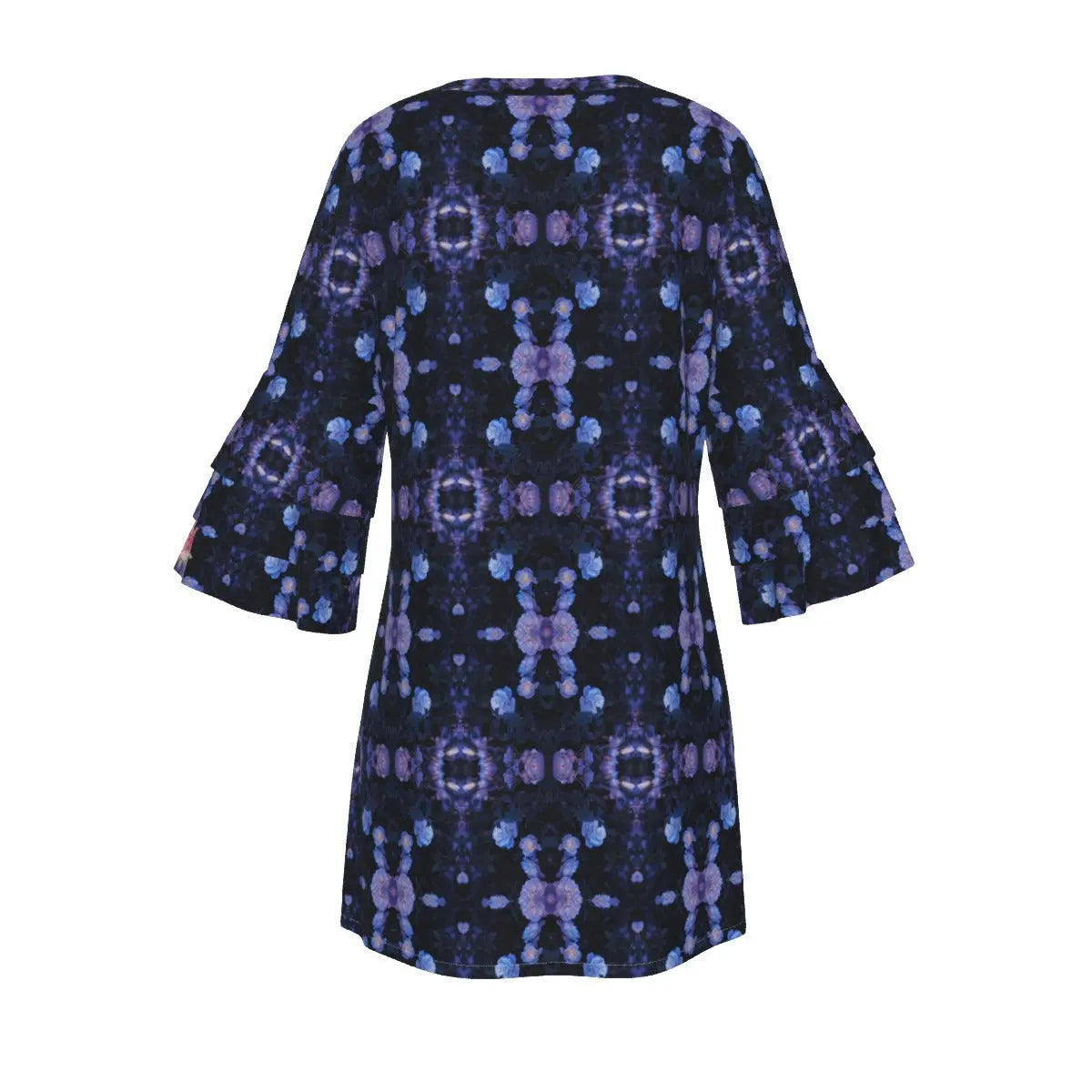 All-Over Print Women's Stacked Ruffle Sleeve Dress Yoycol