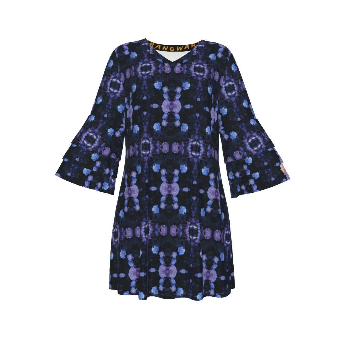 All-Over Print Women's Stacked Ruffle Sleeve Dress Yoycol