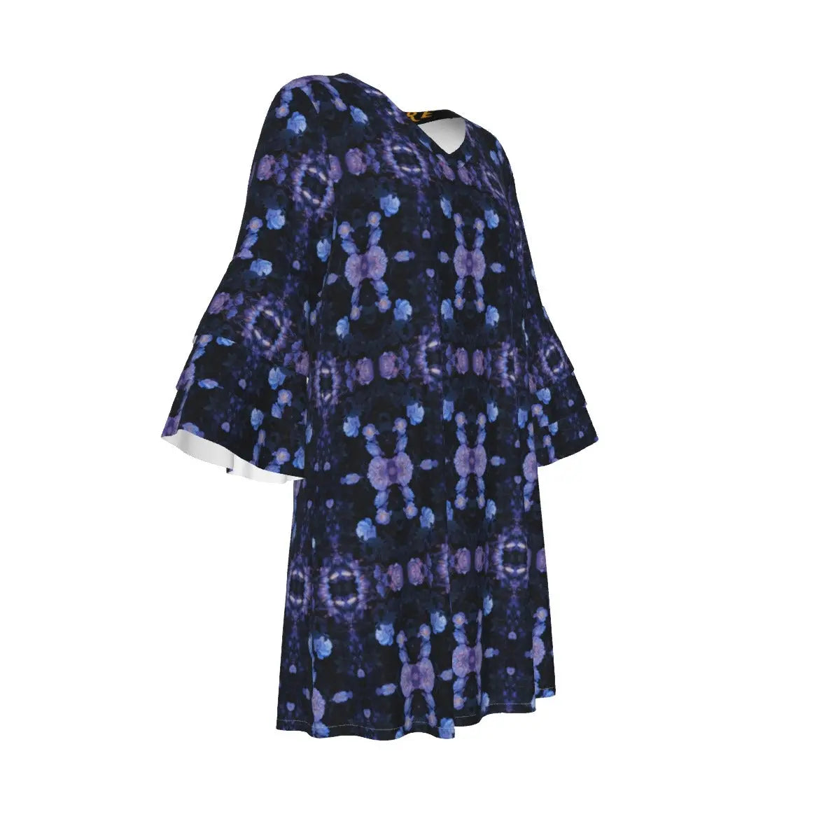 All-Over Print Women's Stacked Ruffle Sleeve Dress Yoycol