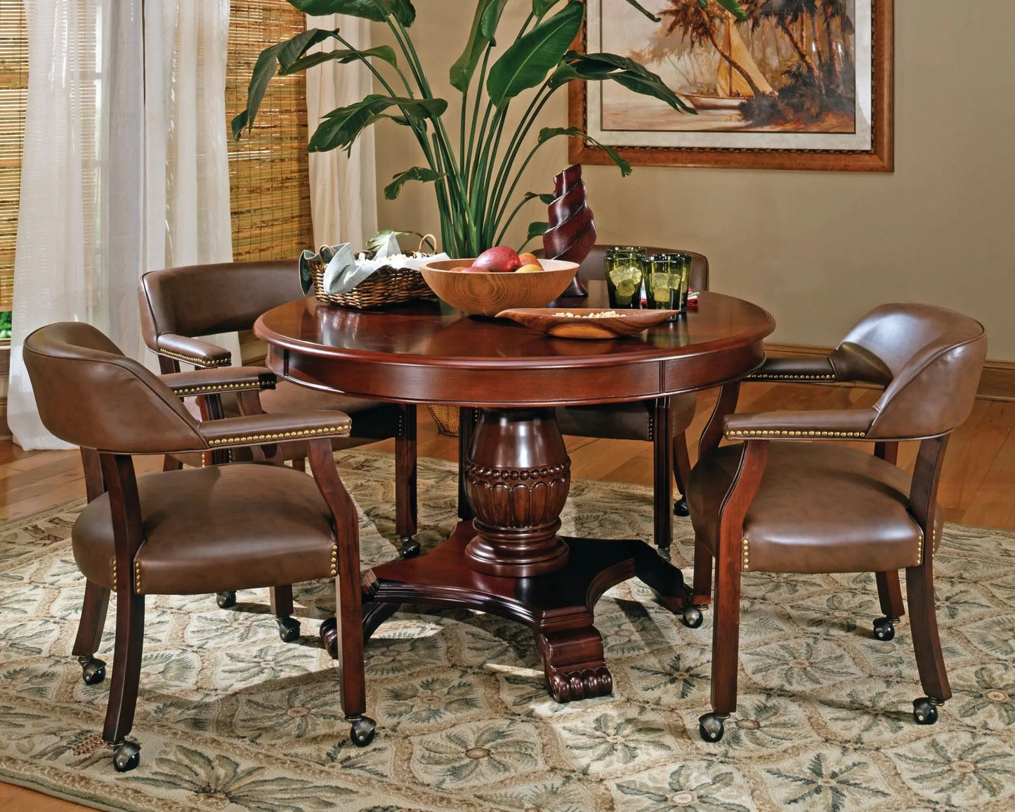 Tournament - 5 Piece Dining Or Game Table Set - Brown/ All Wood Gaming Table Doba