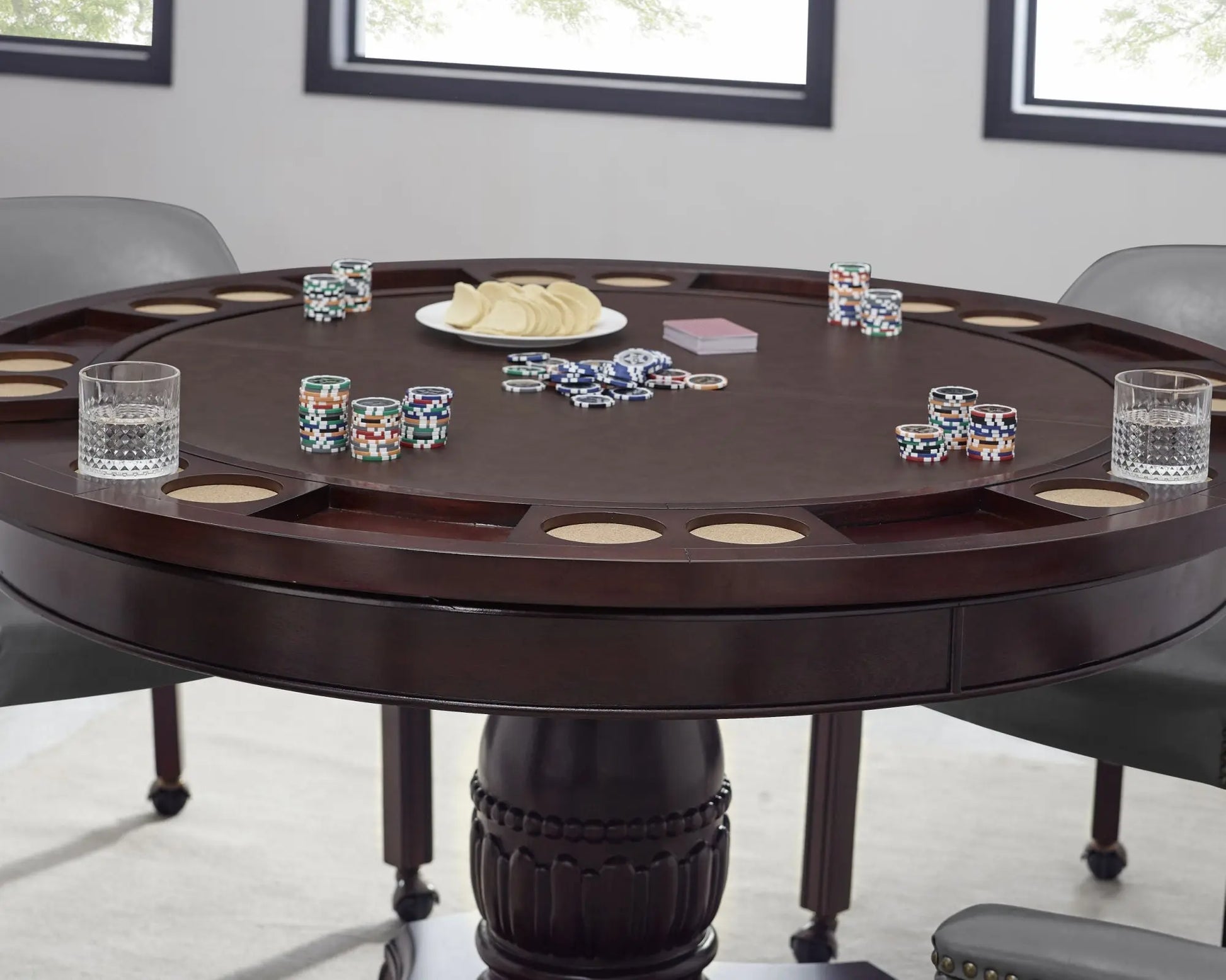 Tournament - 5 Piece Dining Or Game Table Set - Brown/ All Wood Gaming Table Doba