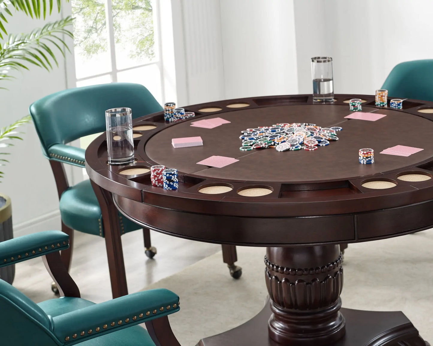 Tournament - 5 Piece Dining Or Game Table Set - Brown/ All Wood Gaming Table Doba