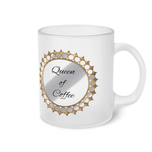 American Roasting Company, Frosted Glass Mug 11oz, Queen Of Coffee Mug Printify