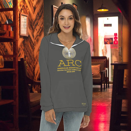 American Roasting Company, Women's Borg Fleece Sweatshirt With Half Zip Yoycol