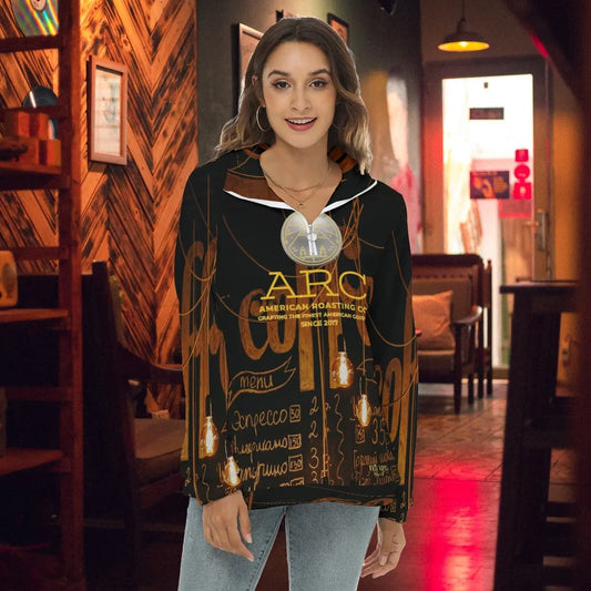 American Roasting Company, Women's Borg Fleece Sweatshirt With Half Zip Yoycol