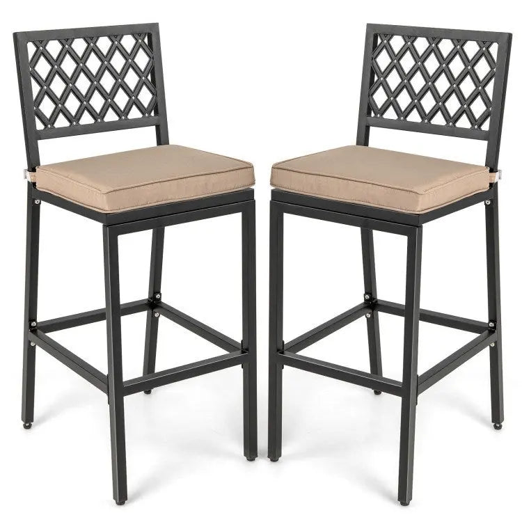 Bar Hight Chairs, Set of 2 Patio Bar Chairs with Detachable Cushion and Footrest Doba