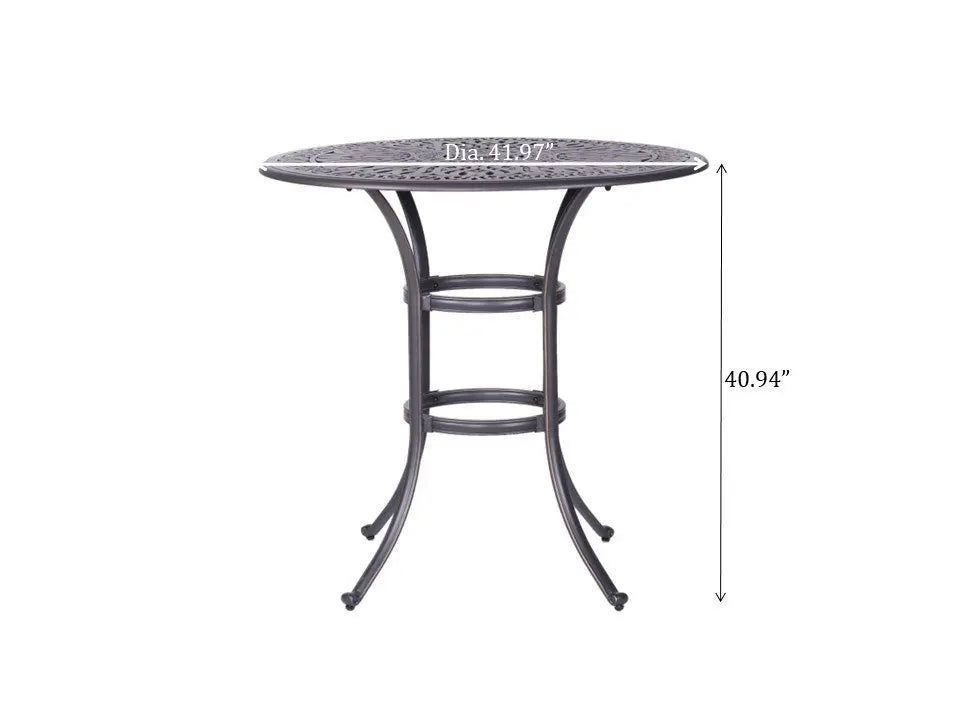 Bar Hight Table, Cast Aluminum 42W x 42H inches Doba