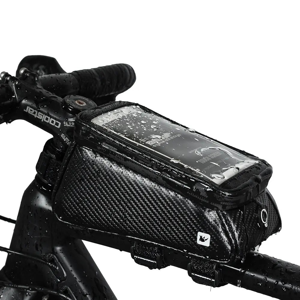 Bike Phone Front Frame Bag Bicycle Bag Waterproof Bike Phone Mount Top Tube Bag Bike Phone Case Holder Accessories Cycling Pouch Compatible Phone Under 6.5' Doba