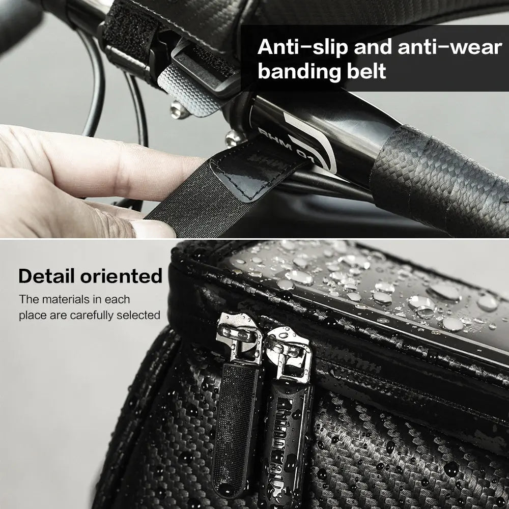 Bike Phone Front Frame Bag Bicycle Bag Waterproof Bike Phone Mount Top Tube Bag Bike Phone Case Holder Accessories Cycling Pouch Compatible Phone Under 6.5' Doba