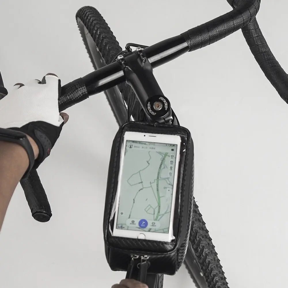 Bike Phone Front Frame Bag Bicycle Bag Waterproof Bike Phone Mount Top Tube Bag Bike Phone Case Holder Accessories Cycling Pouch Compatible Phone Under 6.5' Doba