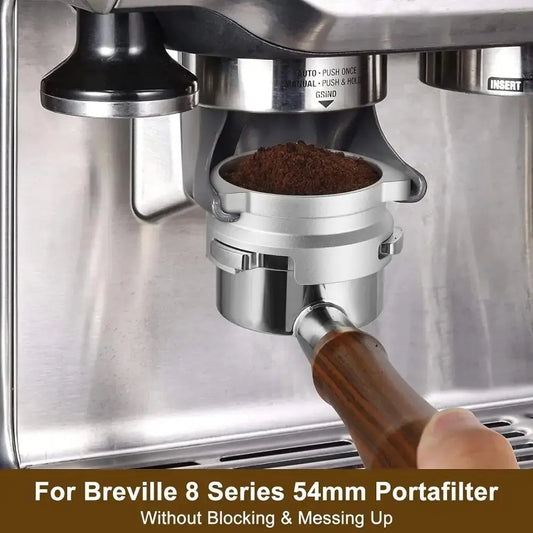 Coffee Dosing Funnel 54mm Espresso Coffee Accessories Aluminum Metal for Breville Portafilter Hands-Free Silver/Black American Roasting Company