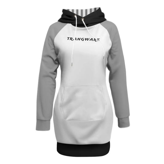 Trangware Women's Pullover Hoodie With Raglan Sleeve, White/Gray/Black Yoycol