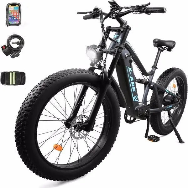 Adult, X-ARK Electric Mountain Bike 1000W Motor Fat Tire 26x4 Mountain Bike (Black/Blue) Doba