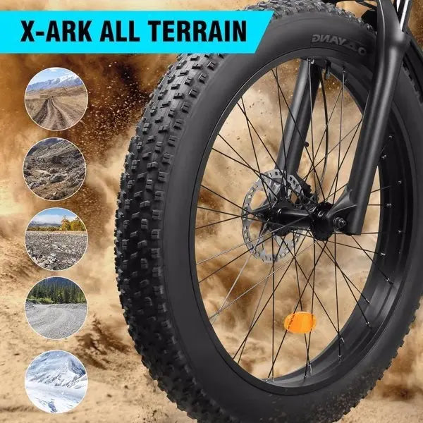 Adult, X-ARK Electric Mountain Bike 1000W Motor Fat Tire 26x4 Mountain Bike (Black/Blue) Doba