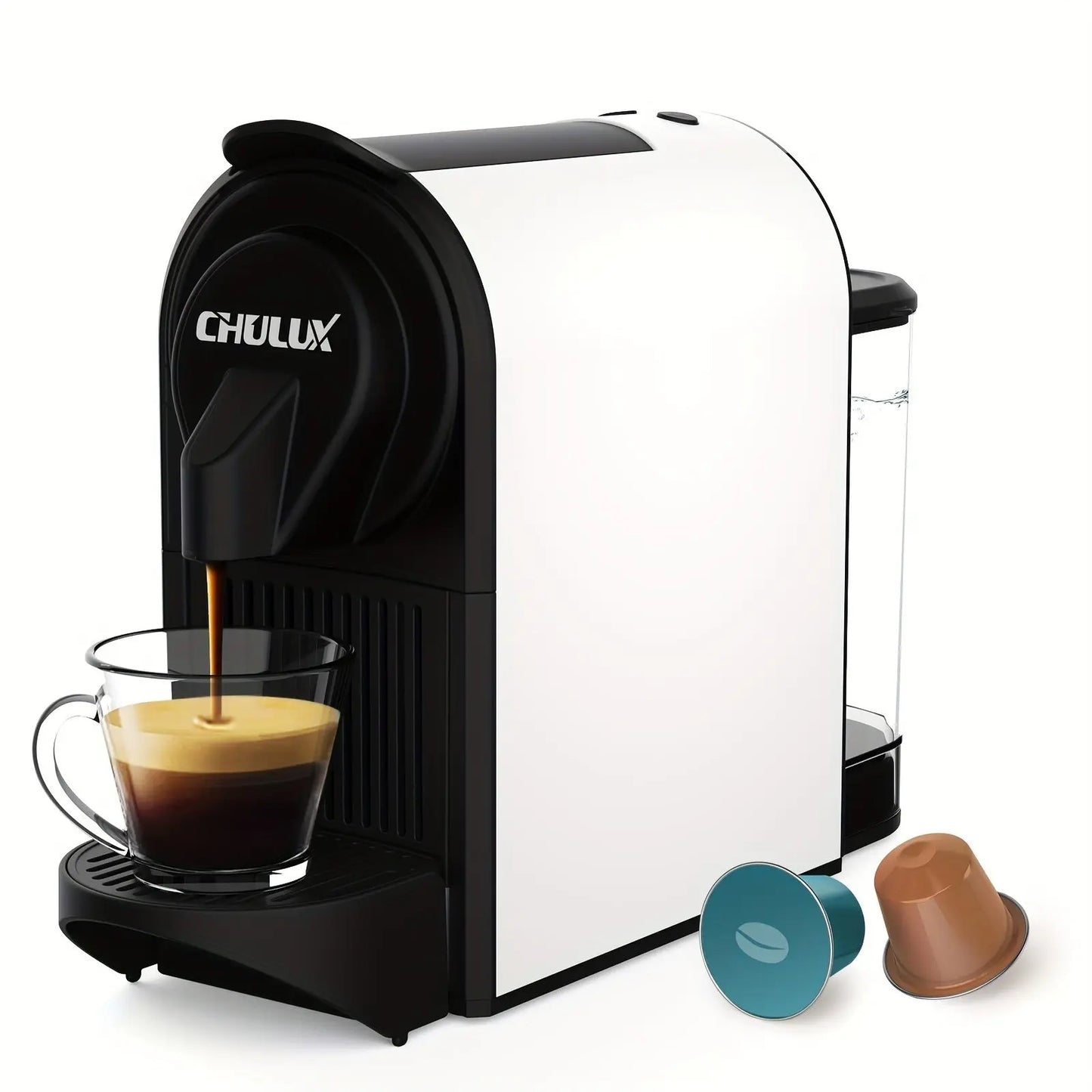 CHULUX 1400W Espresso Machine for Nespresso Capsules: Espresso and Lungo Cups, One Cup Premium Italian 20 Bar ODE Pump Espresso Maker - Perfect for Office & Coffee Lovers Doba