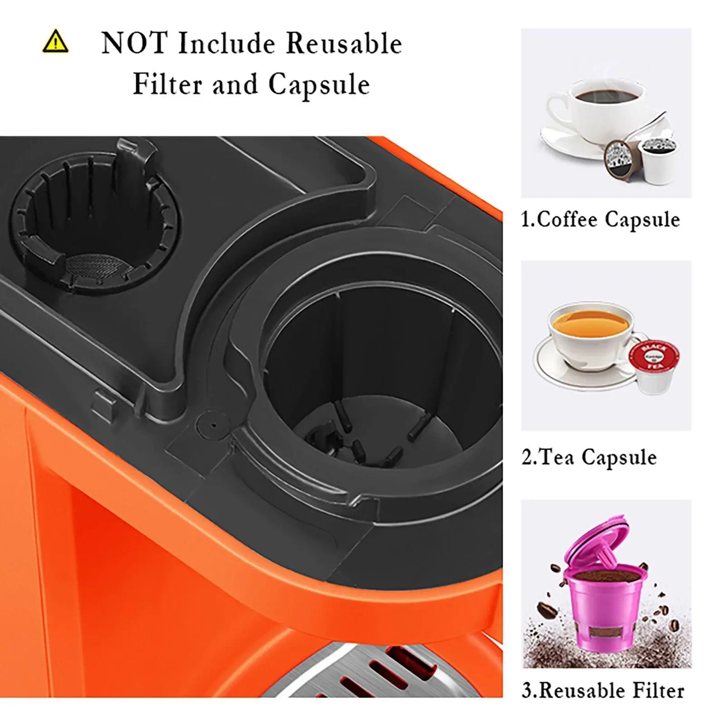 CHULUX Coffee Maker CHULUX Single-Serve Coffee Machine for Capsule,Orange, Keurig K-cup pods Doba