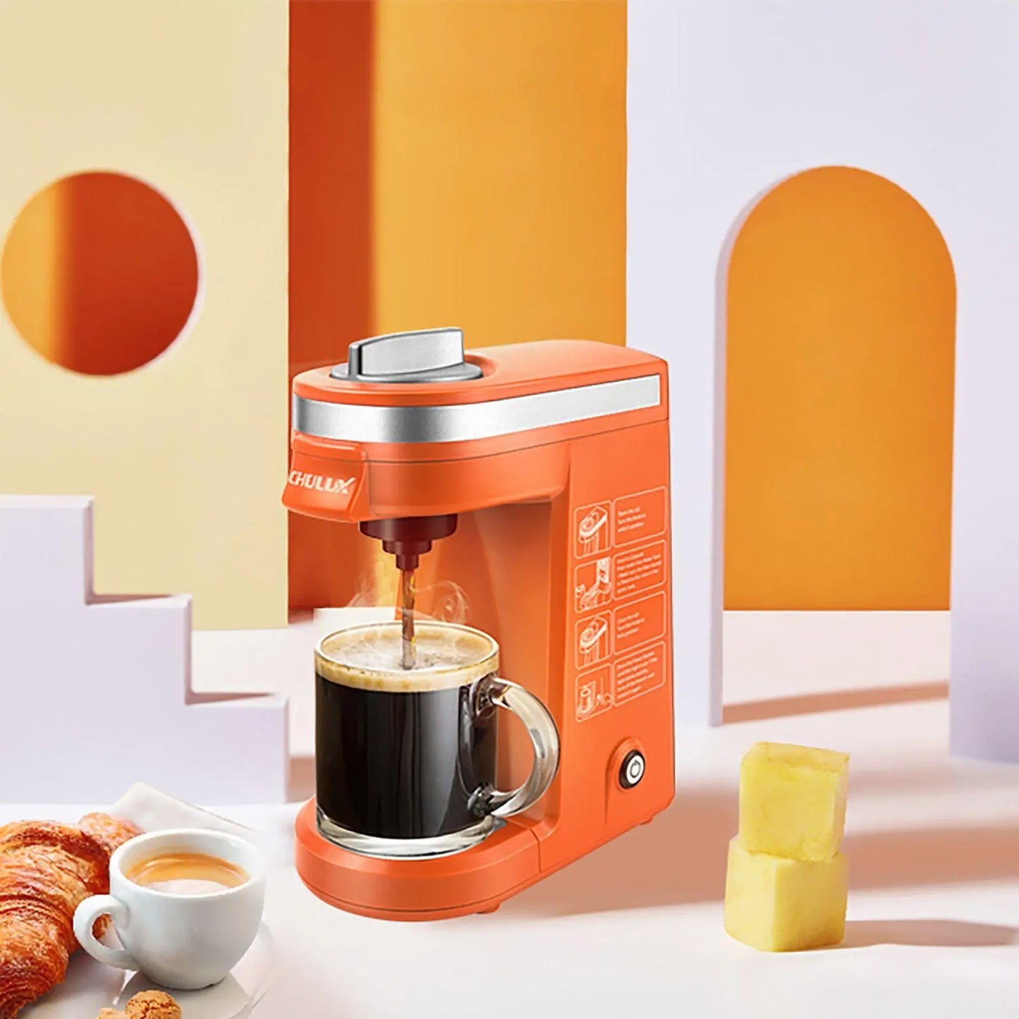 CHULUX Coffee Maker CHULUX Single-Serve Coffee Machine for Capsule,Orange, Keurig K-cup pods Doba