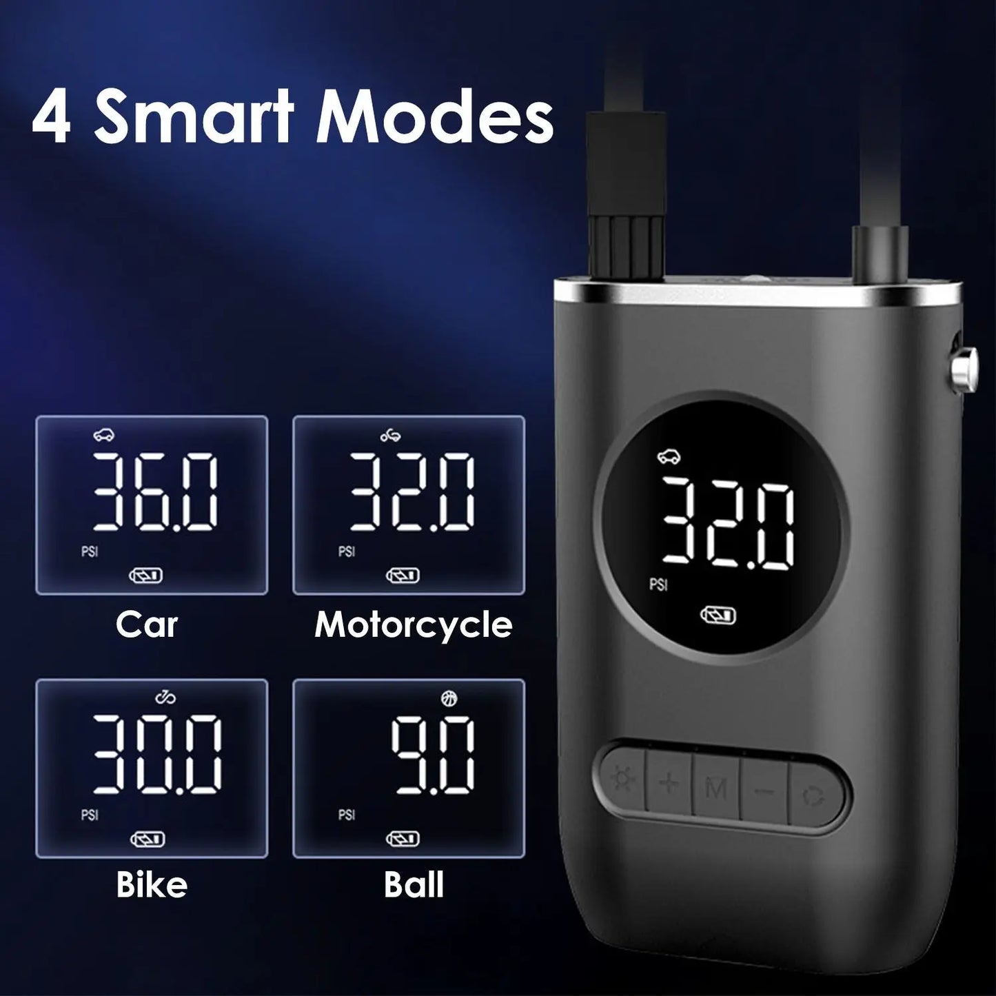 Car Tire Inflator Pump Portable Car Air Compressor Wireless Electric Air Pump 150 PSI with LED Light Doba