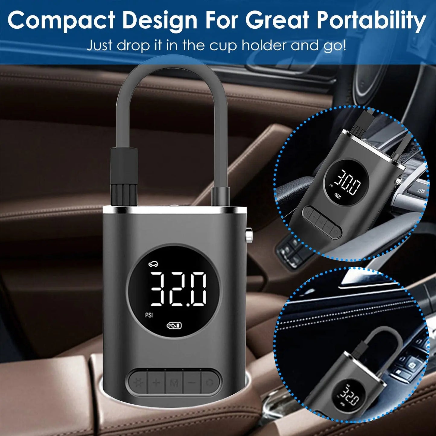 Car Tire Inflator Pump Portable Car Air Compressor Wireless Electric Air Pump 150 PSI with LED Light Doba