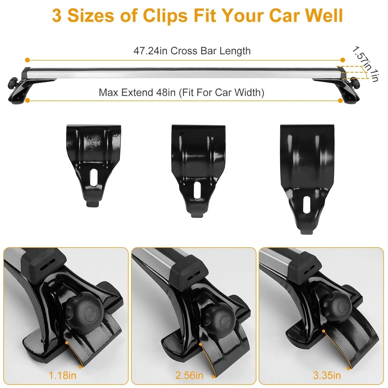 Cargo Carriers Cross Bars, 47.24in Universal Top Roof Rack Cross Bar Cargo Carrier Aluminum Crossbar Rack with 165LBS Capacity Fit for Most Vehicle Wagon Car Without Roof Side Rail Doba