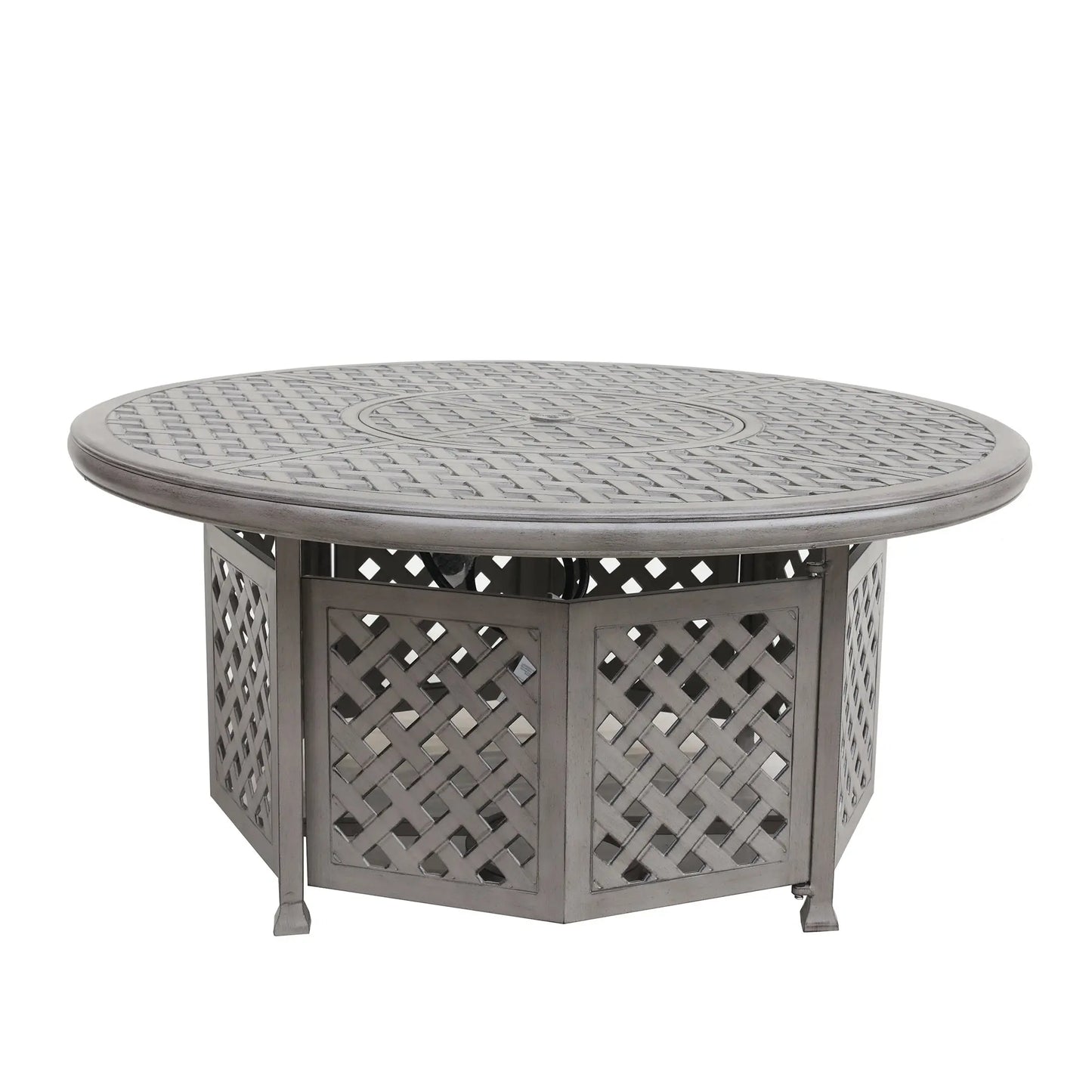 Cast Aluminum Propane Gas Firepit Table, Chat Height Doba