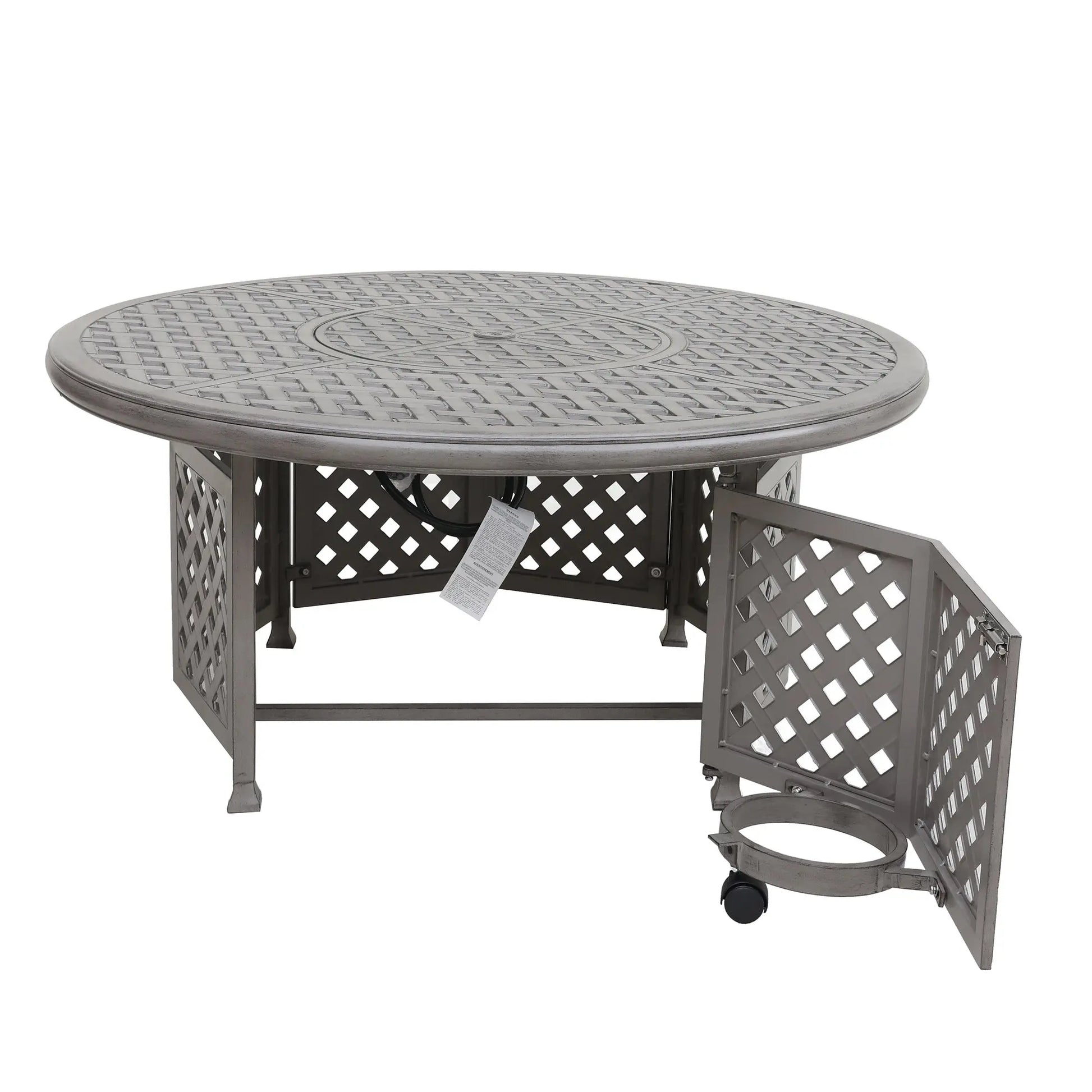 Cast Aluminum Propane Gas Firepit Table, Chat Height Doba