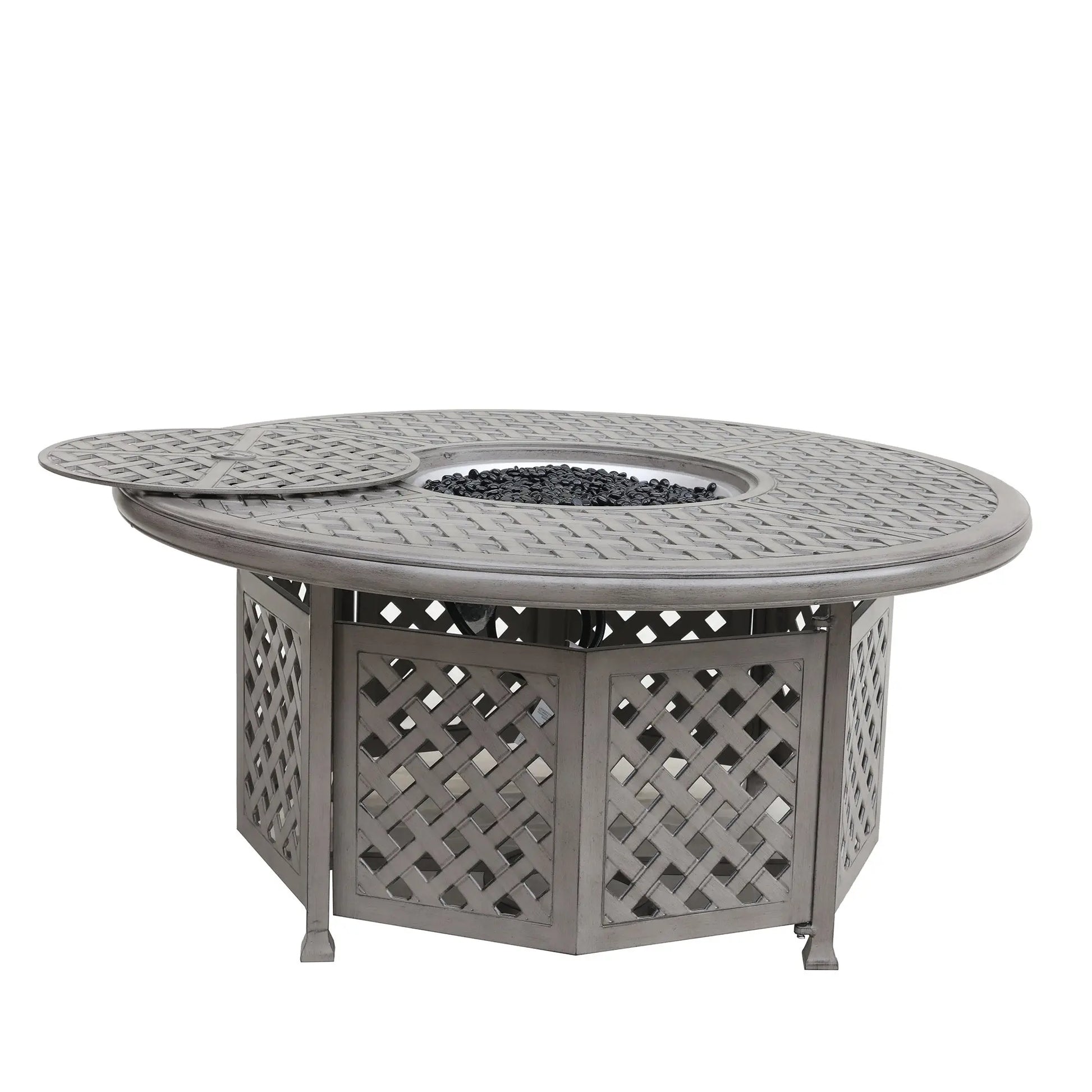 Cast Aluminum Propane Gas Firepit Table, Chat Height Doba