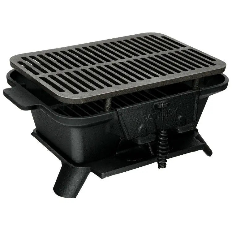 Heavy Duty Cast Iron Tabletop BBQ Grill Stove for Camping Picnic, Wood/Charcoal Grill Doba