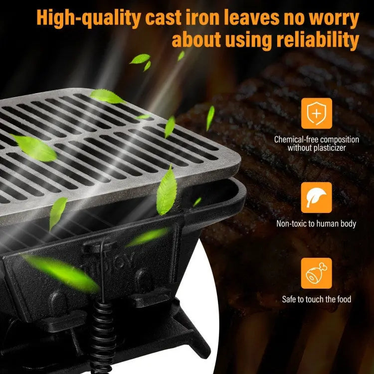 Heavy Duty Cast Iron Tabletop BBQ Grill Stove for Camping Picnic, Wood/Charcoal Grill Doba