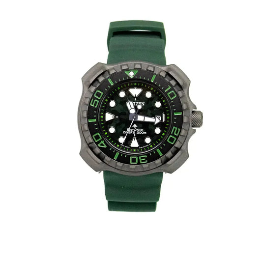 Citizen Promaster Marine Diver Eco-Drive Titanium Dark Green Strap Watch American Roasting Company