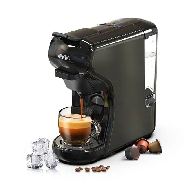 Coffee Capsule Machine, 19 Bar, 70ml Extraction French Drip 1450W Automatic Espresso Machine Mocha Italian espresso, touch sensitive (Black or White) Doba