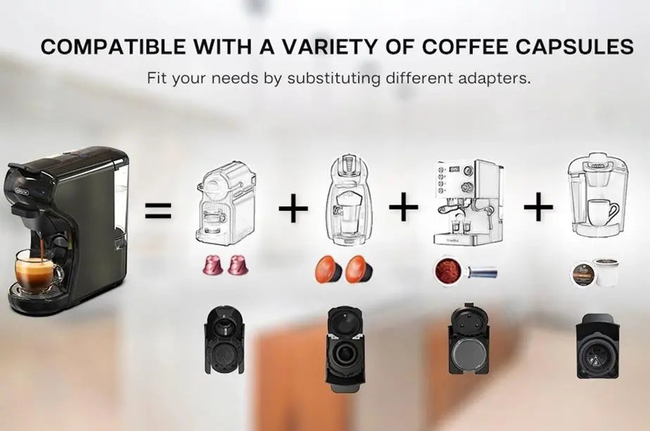 Coffee Capsule Machine, 19 Bar, 70ml Extraction French Drip 1450W Automatic Espresso Machine Mocha Italian espresso, touch sensitive (Black or White) Doba