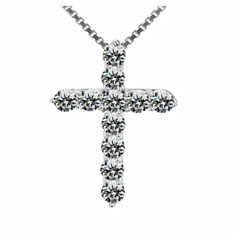 Crystal Cross Pendant Silver Chain Necklace - Fashionable Women's Jewelry Gift American Roasting Company