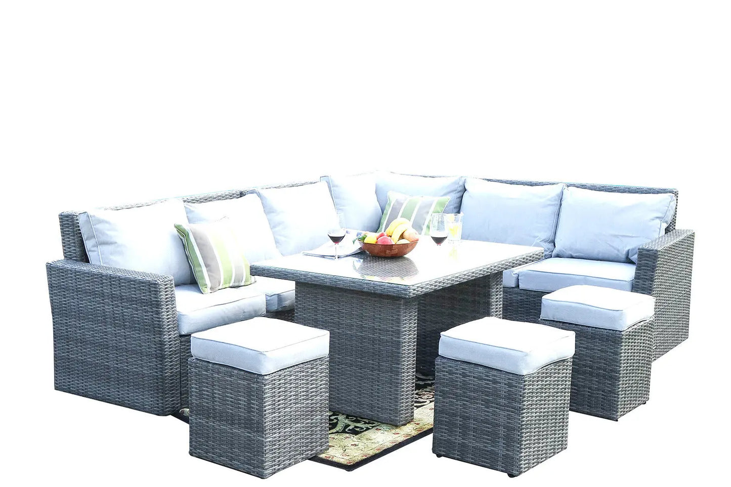 Direct Wicker 7-Piece Outdoor Rattan Wicker Sofa Rattan Patio Garden Furniture, Gray Doba