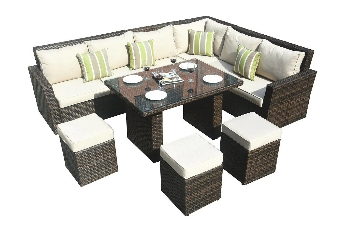 Direct Wicker 7-Piece Outdoor Rattan Wicker Sofa Rattan Patio Garden Furniture, Gray Doba