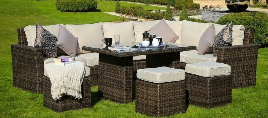 Direct Wicker 7-Piece Outdoor Rattan Wicker Sofa Rattan Patio Garden Furniture, Gray Doba