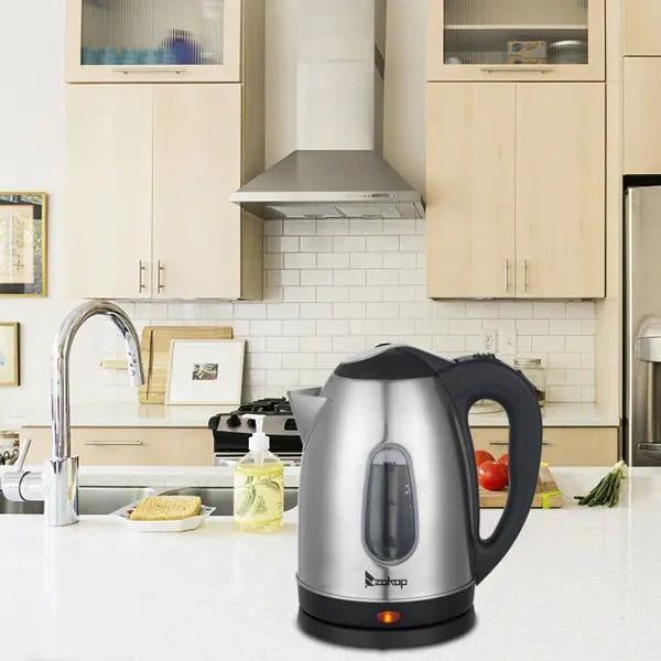 Electric Kettle, US Standard ZOKOP HD-1802S 120V 1200W 1.5L, 1.59 Quarts Stainless Steel Electric Kettle with Water Window Doba