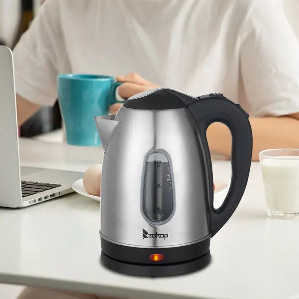 Electric Kettle, US Standard ZOKOP HD-1802S 120V 1200W 1.5L, 1.59 Quarts Stainless Steel Electric Kettle with Water Window Doba