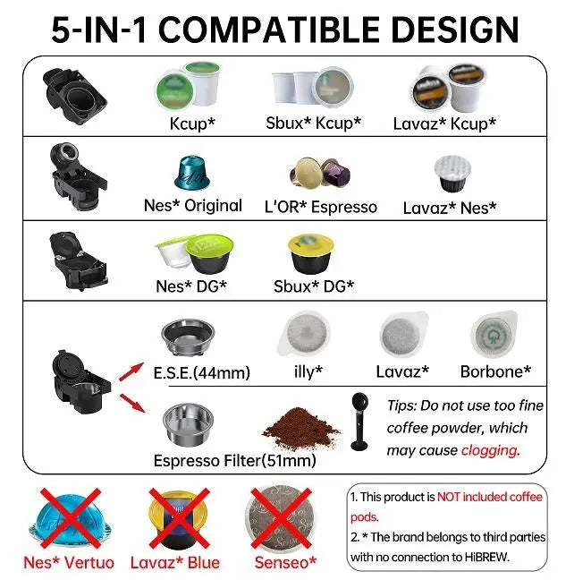 Espresso Machine  1450W Automatic Cold Heat Extraction French Kcup Capsule Nes Capsule DG Capsule 19Bar Cold Heat Extraction French 600L Tank Touch Sensing Doba