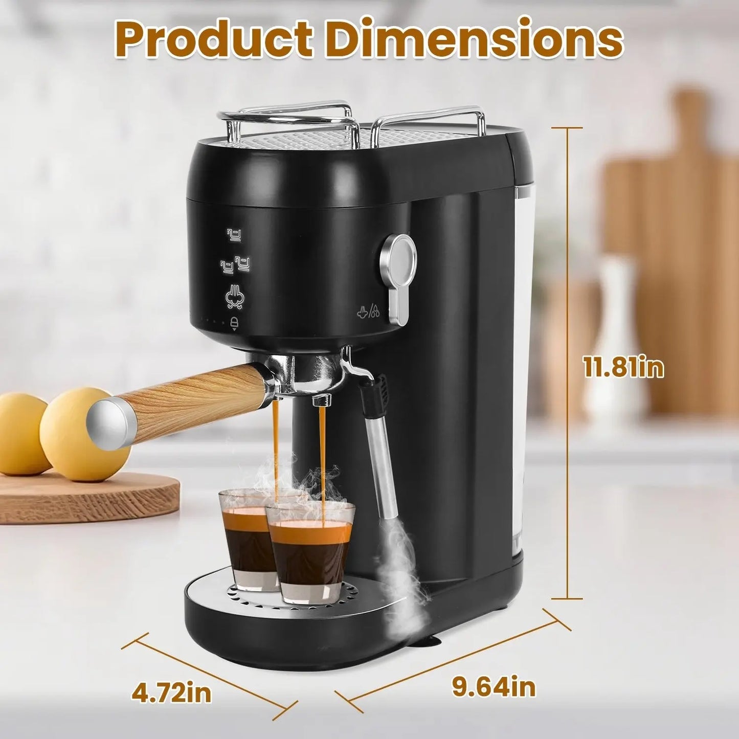 Espresso Machine With Adjustable Milk Frother Steam Wand 33.8OZ Removable Water Tank Doba