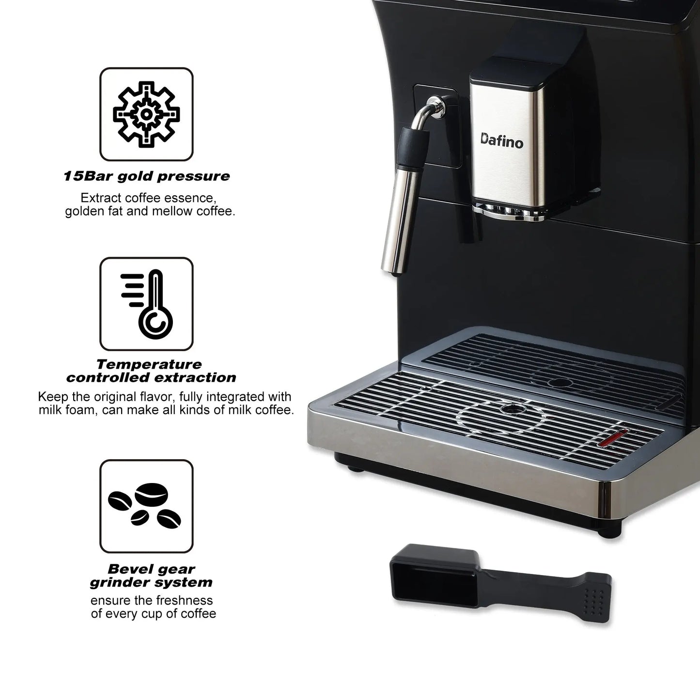 Espresso Machine with Milk Frother - Fully Automatic for Perfect Coffee, Black Doba