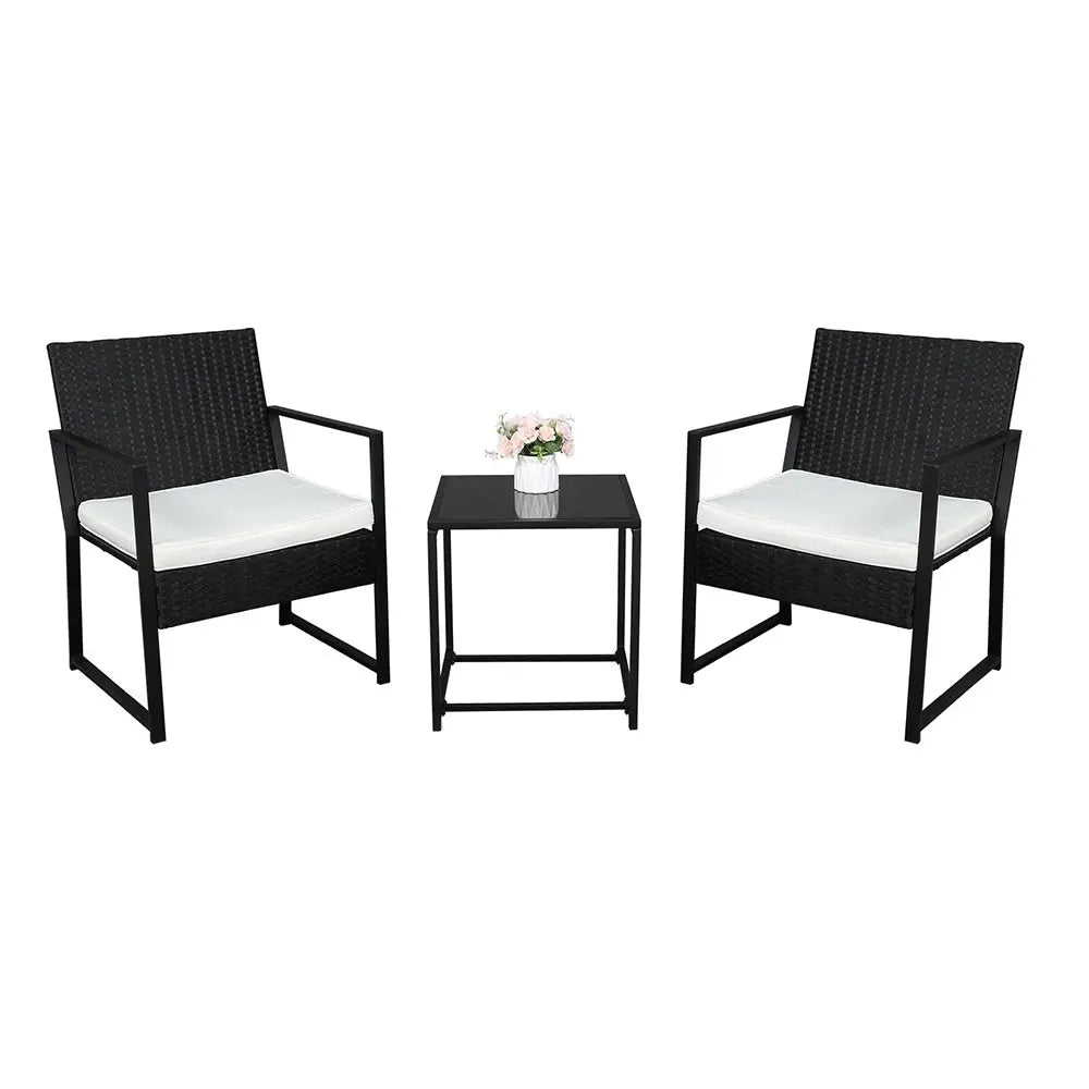 Free shipping 3 Pieces Patio Set Outdoor Wicker Patio Furniture Sets Modern Bistro Set Rattan Chair Conversation Sets with Coffee Table for Yard and Bistro YJ Doba