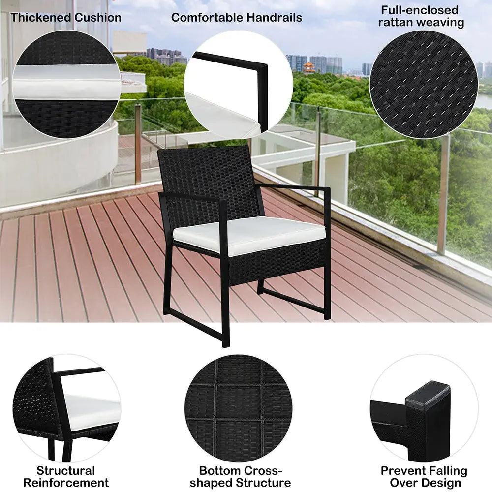 Free shipping 3 Pieces Patio Set Outdoor Wicker Patio Furniture Sets Modern Bistro Set Rattan Chair Conversation Sets with Coffee Table for Yard and Bistro YJ Doba