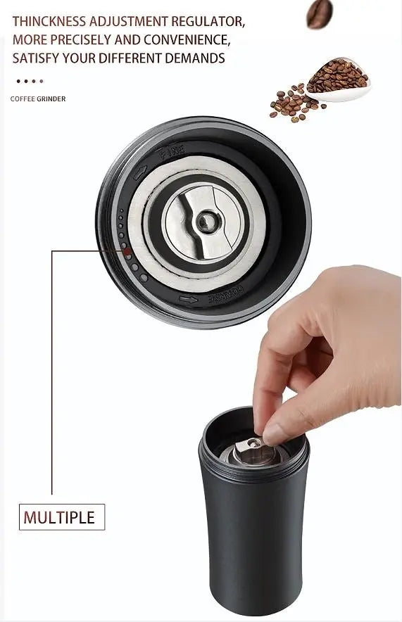 Hand-shaking coffee bean grinder. (Bean warehouse large capacity 45g, multi-grade grinding control coffee specifications; American / Italian / French) Doba