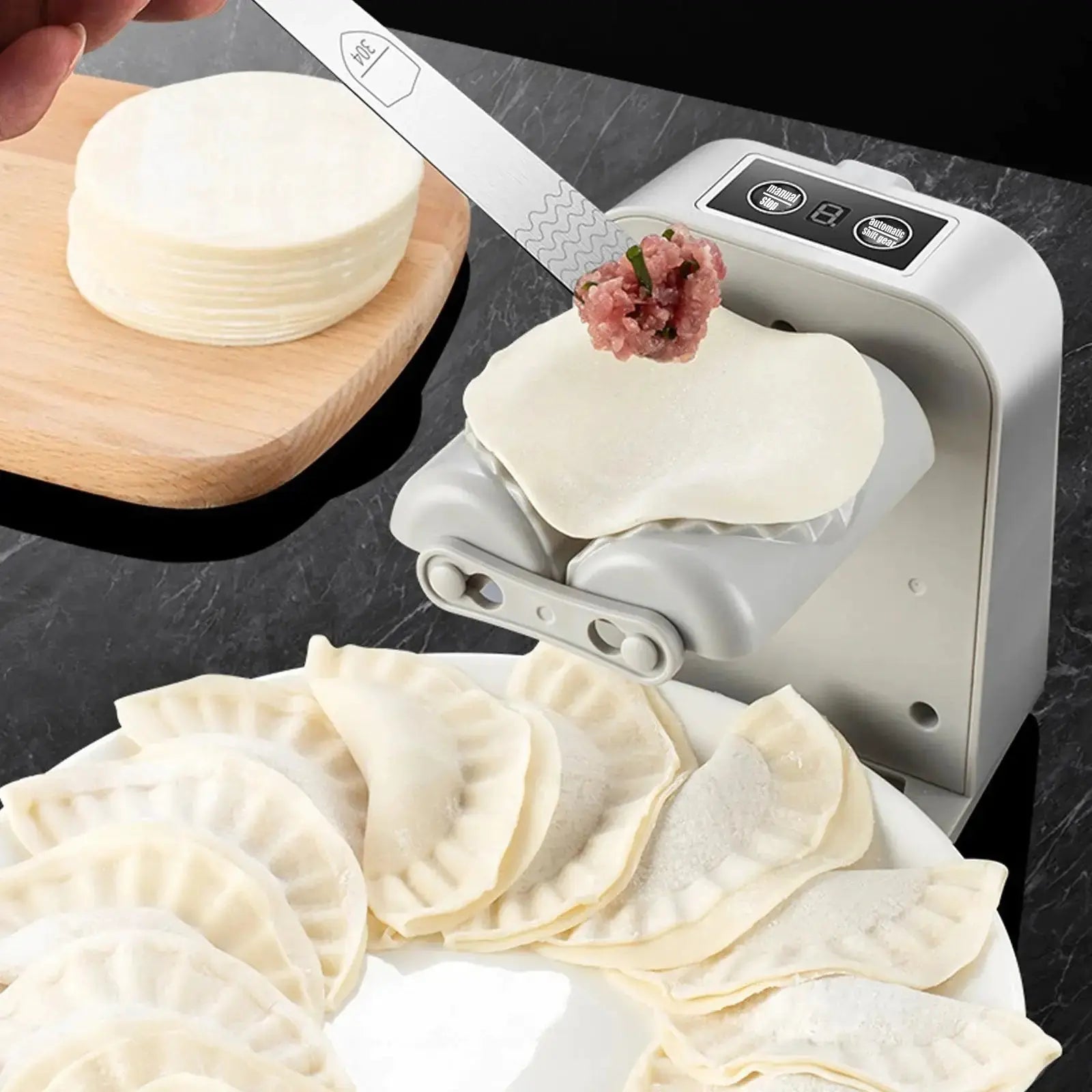 Fully Automatic Dumpling Machine, Electric Dumpling Maker. Pot Sticker Maker American Roasting Company