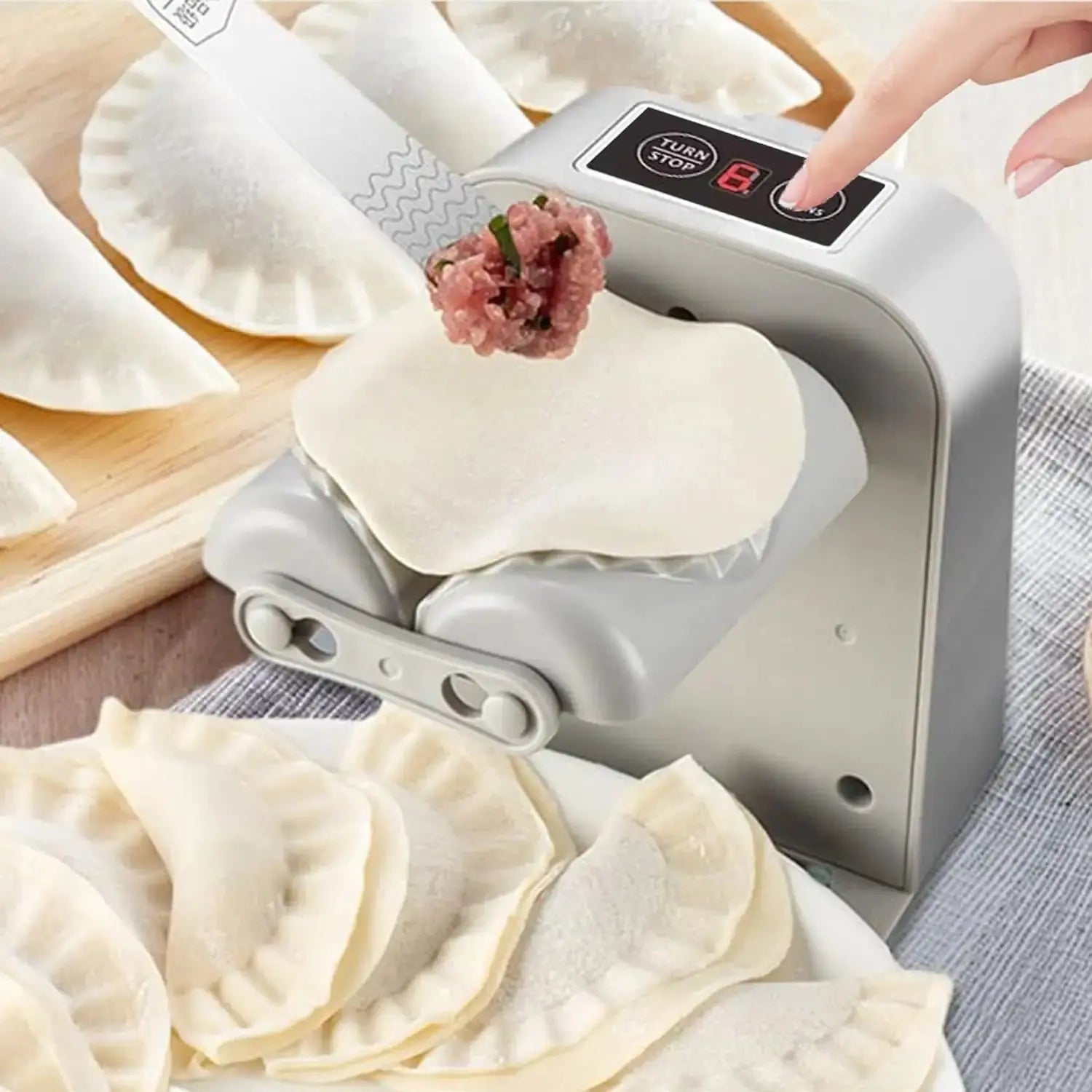 Fully Automatic Dumpling Machine, Electric Dumpling Maker. Pot Sticker Maker American Roasting Company