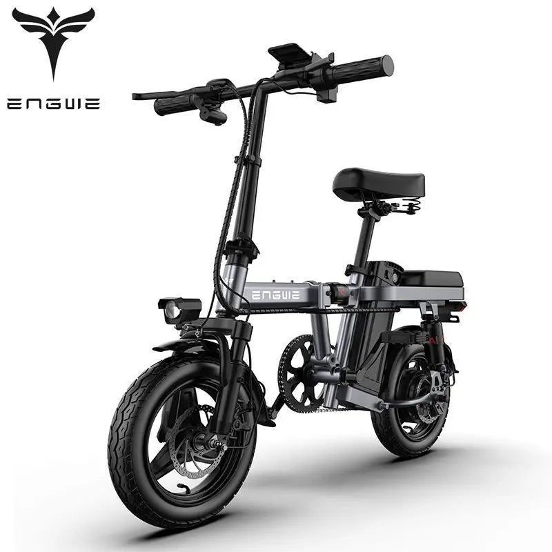 Adult, ENGWE T14 electric bike 350W Motor Folding Scooter 14inch electric bicycle 48V10A Adult city ebike 25KM/H (Black) Doba