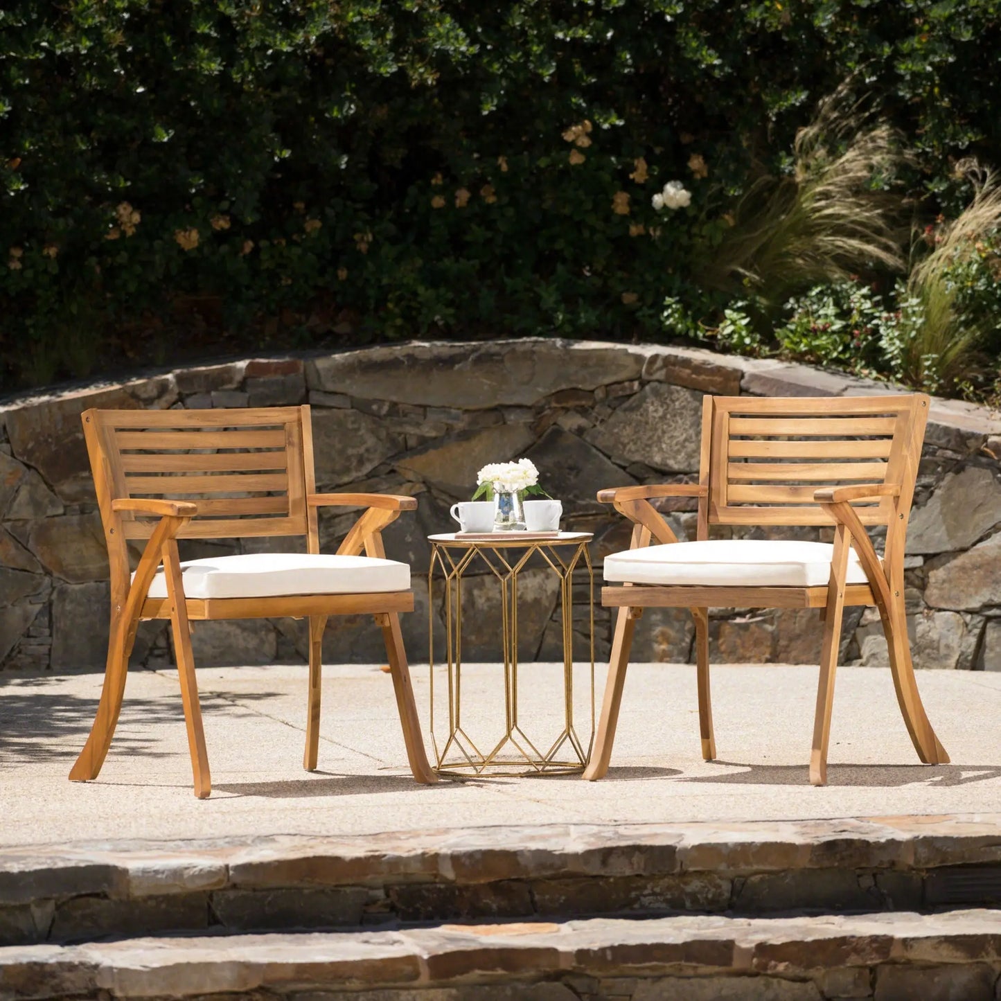 HERMOSA KD WOOD DINING CHAIR, Acacia Wood Chairs with Cushion Doba