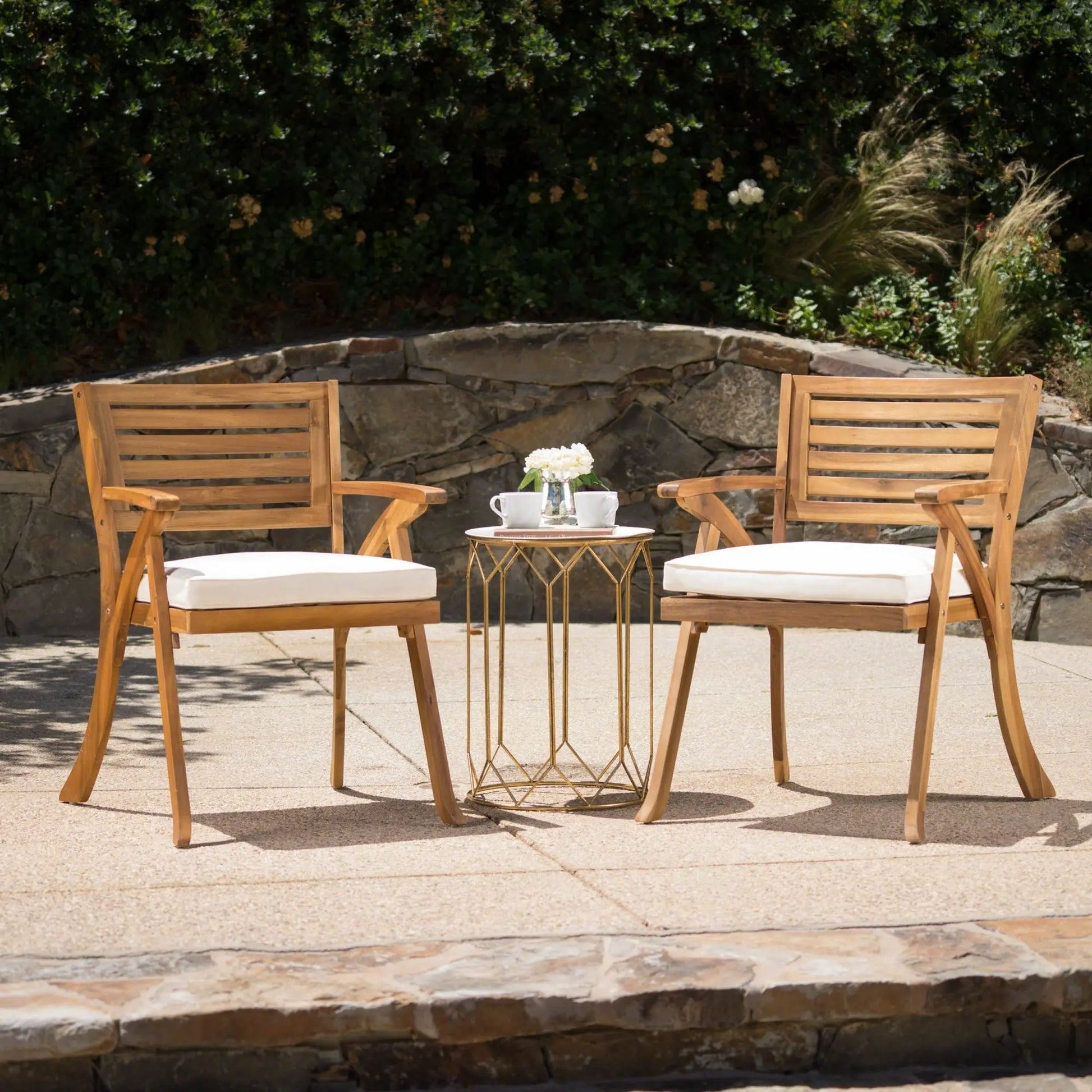 HERMOSA KD WOOD DINING CHAIR, Acacia Wood Chairs with Cushion Doba