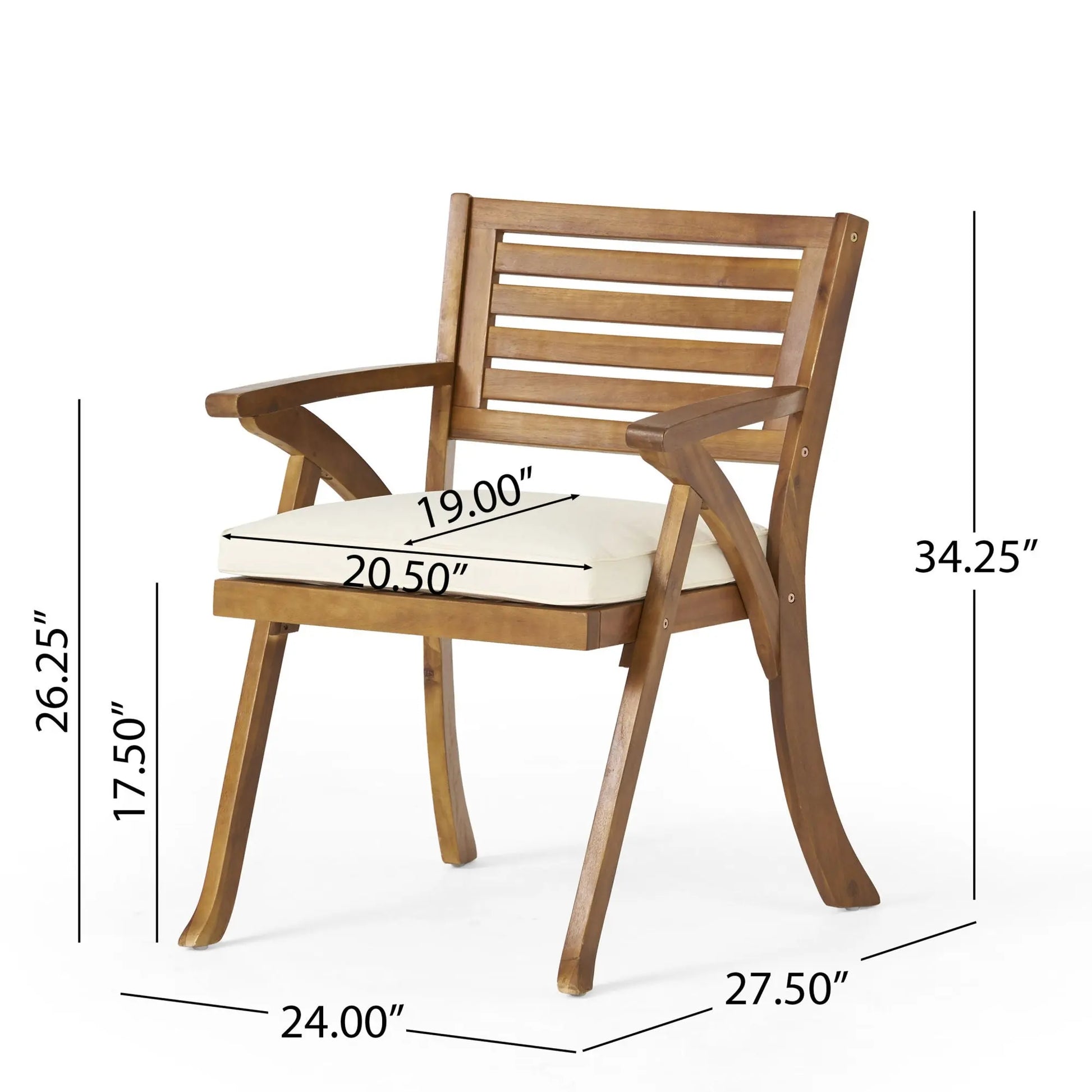 HERMOSA KD WOOD DINING CHAIR, Acacia Wood Chairs with Cushion Doba